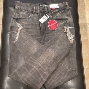 Express Distressed Washed Gray Skinny Jeans